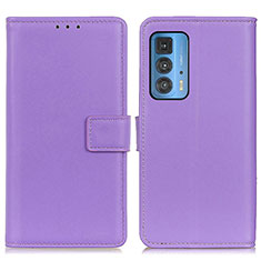 Leather Case Stands Flip Cover Holder A08D for Motorola Moto Edge 20 Pro 5G Purple