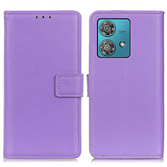 Leather Case Stands Flip Cover Holder A08D for Motorola Moto Edge 40 Neo 5G Purple