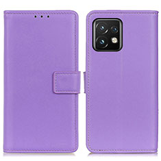 Leather Case Stands Flip Cover Holder A08D for Motorola Moto Edge 40 Pro 5G Purple