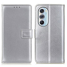 Leather Case Stands Flip Cover Holder A08D for Motorola Moto Edge X30 5G Silver