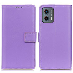 Leather Case Stands Flip Cover Holder A08D for Motorola Moto G 5G (2023) Purple