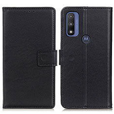 Leather Case Stands Flip Cover Holder A08D for Motorola Moto G Pure Black