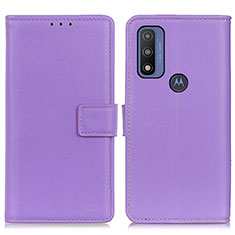 Leather Case Stands Flip Cover Holder A08D for Motorola Moto G Pure Purple