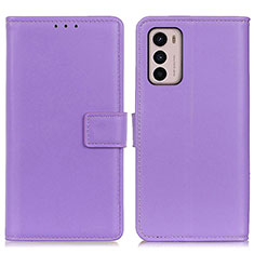 Leather Case Stands Flip Cover Holder A08D for Motorola Moto G42 Purple