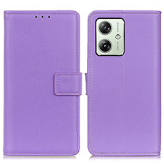 Leather Case Stands Flip Cover Holder A08D for Motorola Moto G54 5G Purple