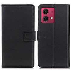 Leather Case Stands Flip Cover Holder A08D for Motorola Moto G84 5G Black