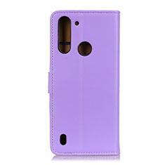 Leather Case Stands Flip Cover Holder A08D for Motorola Moto One Fusion Purple