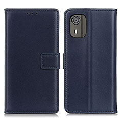 Leather Case Stands Flip Cover Holder A08D for Nokia C02 Blue