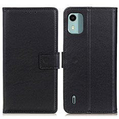 Leather Case Stands Flip Cover Holder A08D for Nokia C12 Black