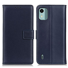 Leather Case Stands Flip Cover Holder A08D for Nokia C12 Plus Blue