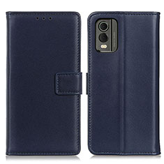 Leather Case Stands Flip Cover Holder A08D for Nokia C210 Blue