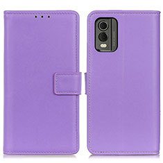 Leather Case Stands Flip Cover Holder A08D for Nokia C32 Purple