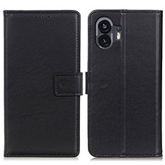 Leather Case Stands Flip Cover Holder A08D for Nothing Phone 2 Black