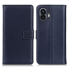 Leather Case Stands Flip Cover Holder A08D for Nothing Phone 2 Blue