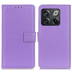 Leather Case Stands Flip Cover Holder A08D for OnePlus 10T 5G Purple