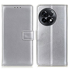 Leather Case Stands Flip Cover Holder A08D for OnePlus Ace 2 5G Silver