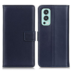 Leather Case Stands Flip Cover Holder A08D for OnePlus Nord 2 5G Blue