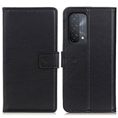 Leather Case Stands Flip Cover Holder A08D for Oppo A54 5G Black