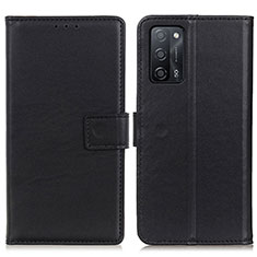 Leather Case Stands Flip Cover Holder A08D for Oppo A55 5G Black