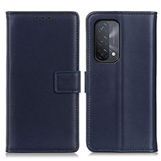 Leather Case Stands Flip Cover Holder A08D for Oppo A74 5G Blue
