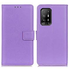 Leather Case Stands Flip Cover Holder A08D for Oppo A94 5G Purple