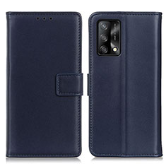 Leather Case Stands Flip Cover Holder A08D for Oppo F19 Blue
