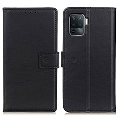 Leather Case Stands Flip Cover Holder A08D for Oppo F19 Pro Black