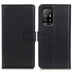 Leather Case Stands Flip Cover Holder A08D for Oppo F19 Pro+ Plus 5G Black