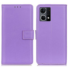 Leather Case Stands Flip Cover Holder A08D for Oppo F21s Pro 4G Purple
