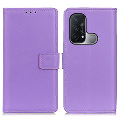 Leather Case Stands Flip Cover Holder A08D for Oppo Reno5 A Purple