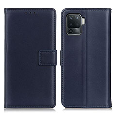 Leather Case Stands Flip Cover Holder A08D for Oppo Reno5 F Blue