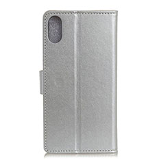 Leather Case Stands Flip Cover Holder A08D for Samsung Galaxy A01 Core Silver