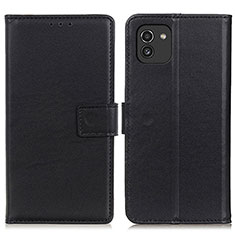 Leather Case Stands Flip Cover Holder A08D for Samsung Galaxy A03 Black