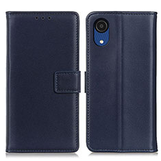 Leather Case Stands Flip Cover Holder A08D for Samsung Galaxy A03 Core Blue