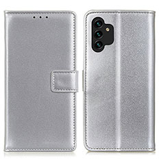 Leather Case Stands Flip Cover Holder A08D for Samsung Galaxy A13 4G Silver