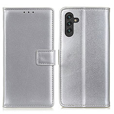 Leather Case Stands Flip Cover Holder A08D for Samsung Galaxy A13 5G Silver