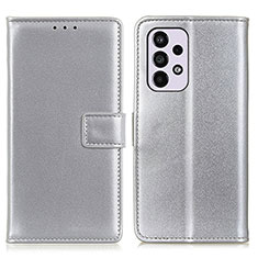 Leather Case Stands Flip Cover Holder A08D for Samsung Galaxy A33 5G Silver