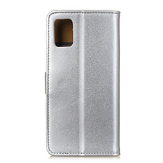 Leather Case Stands Flip Cover Holder A08D for Samsung Galaxy A72 4G Silver