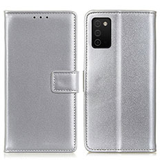 Leather Case Stands Flip Cover Holder A08D for Samsung Galaxy F02S SM-E025F Silver