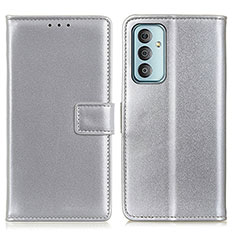 Leather Case Stands Flip Cover Holder A08D for Samsung Galaxy F23 5G Silver