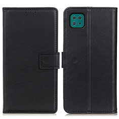 Leather Case Stands Flip Cover Holder A08D for Samsung Galaxy F42 5G Black