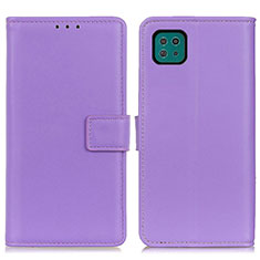 Leather Case Stands Flip Cover Holder A08D for Samsung Galaxy F42 5G Purple