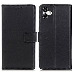 Leather Case Stands Flip Cover Holder A08D for Samsung Galaxy M04 Black