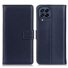 Leather Case Stands Flip Cover Holder A08D for Samsung Galaxy M53 5G Blue