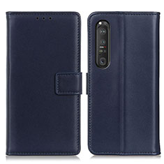 Leather Case Stands Flip Cover Holder A08D for Sony Xperia 1 III Blue