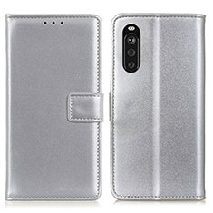 Leather Case Stands Flip Cover Holder A08D for Sony Xperia 10 III SO-52B Silver