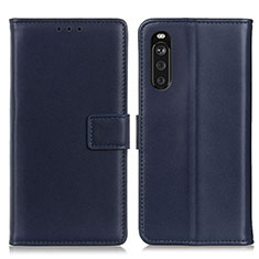 Leather Case Stands Flip Cover Holder A08D for Sony Xperia 10 III SOG04 Blue