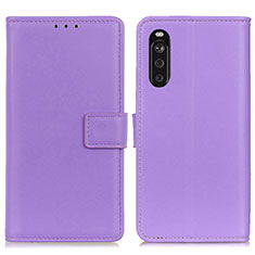 Leather Case Stands Flip Cover Holder A08D for Sony Xperia 10 III SOG04 Purple