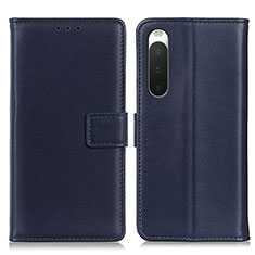 Leather Case Stands Flip Cover Holder A08D for Sony Xperia 10 IV SO-52C Blue