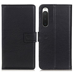 Leather Case Stands Flip Cover Holder A08D for Sony Xperia 10 IV SOG07 Black